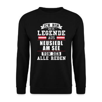 Stadt Neusiedl am See Österreich Legende Spruch - Unisex Pullover - Schwarz - Vorne - Alina (178cm) & Michal (187cm)