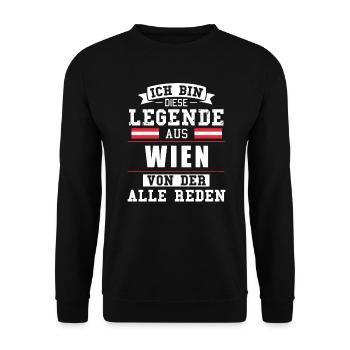 Stadt Wien Österreich Legende Spruch - Unisex Pullover - Schwarz - Vorne - Alina (178cm) & Michal (187cm)
