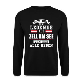 Stadt Zell am See Österreich Legende Spruch - Unisex Pullover - Schwarz - Vorne - Alina (178cm) & Michal (187cm)