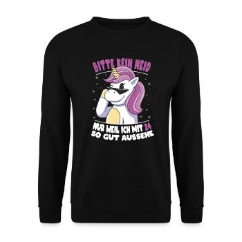 Bitte Kein Neid Weil Ich Mit 24 So Gut Aussehe - Unisex Pullover - Schwarz - Vorne - Alina (178cm) & Michal (187cm)
