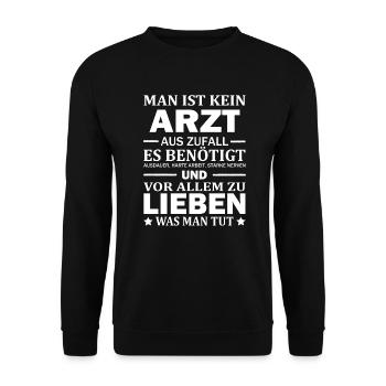 Man Ist Kein Arzt Aus Zufall Facharzt Abschluss - Unisex Pullover - Schwarz - Vorne - Alina (178cm) & Michal (187cm)