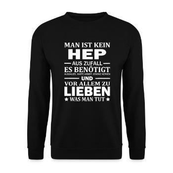 Man Ist Kein HEP Aus Zufall Pflegekraft Pflege - Unisex Pullover - Schwarz - Vorne - Alina (178cm) & Michal (187cm)