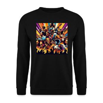 Afro Soul Style, Elektrische Harmonie - Unisex Pullover - Schwarz - Vorne - Alina (178cm) & Michal (187cm)