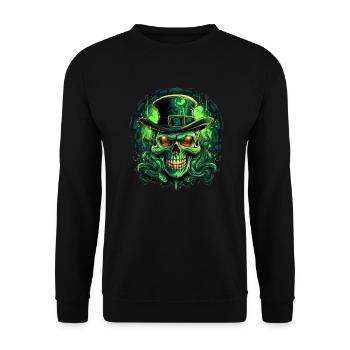 Creepy Skull with Top Hat Halloween Art - Unisex Sweatshirt - black - Front - Alina (178cm) & Michal (187cm)