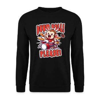 Drum Roll Please: Funny Monkey on the Drums - Unisex Sweatshirt - black - Front - Alina (178cm) & Michal (187cm)