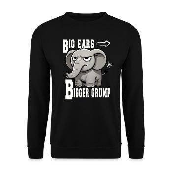 Big Ears Bigger Grump: Fun elephant design - Unisex Sweatshirt - black - Front - Alina (178cm) & Michal (187cm)