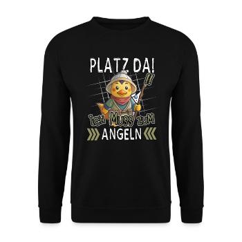 Make room! I have to fish ducks fisherman - Unisex Sweatshirt - black - Front - Alina (178cm) & Michal (187cm)