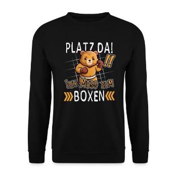 Faites de la place ! Je dois aller à la boxe drôle d’ours - Sweat-shirt Unisexe - noir - Devant - Alina (178cm) & Michal (187cm)
