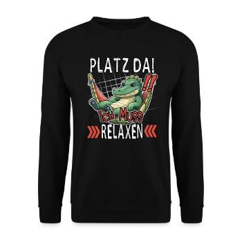 Make room! I need to relax funny crocodile - Unisex Sweatshirt - black - Front - Alina (178cm) & Michal (187cm)