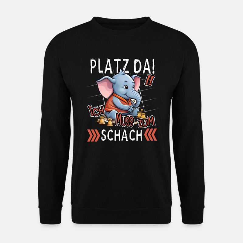 Platz Da! Ich Muss Zum Schach Lustiger Elefant - Unisex Pullover - Schwarz