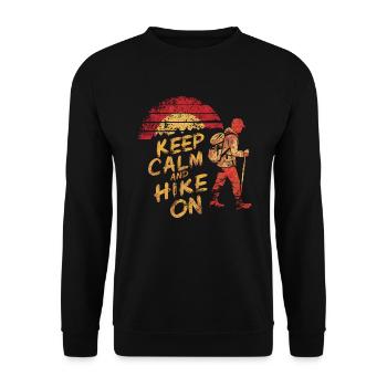 Keep Calm And Hike On Funny Hiking Design - Unisex Sweatshirt - black - Front - Alina (178cm) & Michal (187cm)