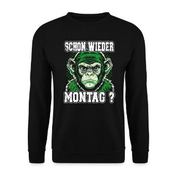 Monday again? Funny monkey design - Unisex Sweatshirt - black - Front - Alina (178cm) & Michal (187cm)