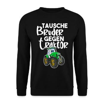 Tausche Bruder Gegen Traktor - Unisex Pullover - Schwarz - Vorne - Alina (178cm) & Michal (187cm)