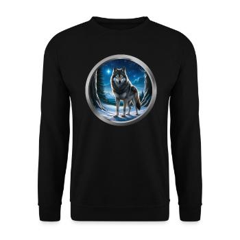 Wolf Animal - 3 - Unisex Sweatshirt - black - Front - Alina (178cm) & Michal (187cm)