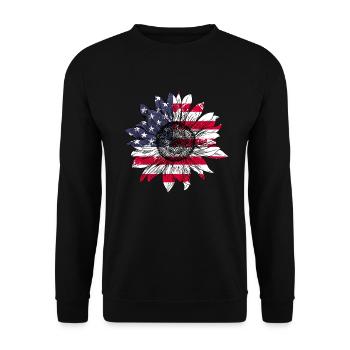 Patriotic Sunflower America USA Flag - Unisex Sweatshirt - black - Front - Alina (178cm) & Michal (187cm)