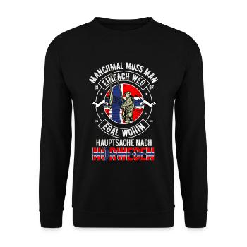 Angeln Norwegen - Unisex Pullover - Schwarz - Vorne - Alina (178cm) & Michal (187cm)