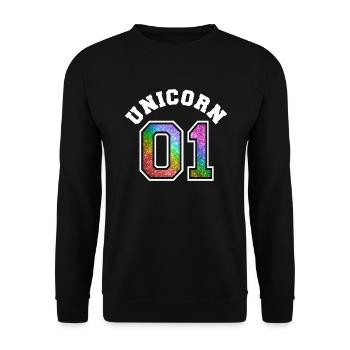 Unicorn 01 Rainbow Glitter - Sweat-shirt Unisexe - noir - Devant - Alina (178cm) & Michal (187cm)
