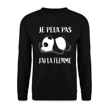 Je Peux Pas J'ai La Flemme Panda Mignon - Unisex Pullover - Schwarz - Vorne - Alina (178cm) & Michal (187cm)
