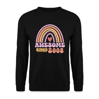 Großartig seit 2008 Retro Vintage Geburtstag - Unisex Pullover - Schwarz - Vorne - Alina (178cm) & Michal (187cm)