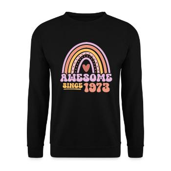 Großartig seit 1973 - Retro Vintage Geburtstag - Unisex Pullover - Schwarz - Vorne - Alina (178cm) & Michal (187cm)