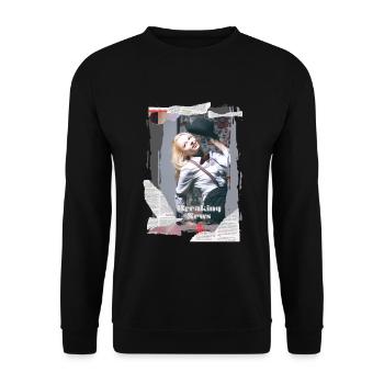 breaking news love - Unisex Pullover - Schwarz - Vorne - Alina (178cm) & Michal (187cm)