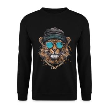 Leopard - Unisex Sweatshirt - black - Front - Alina (178cm) & Michal (187cm)