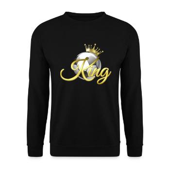 FOOTBALL KING - FUSSBALL KÖNIG - FUSSBALLSPIELER - Unisex Pullover - Schwarz - Vorne - Alina (178cm) & Michal (187cm)