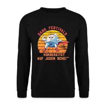 Dank Festivals - Vorbereitet auf jeden - Klopapier - Unisex Pullover - Schwarz - Vorne - Alina (178cm) & Michal (187cm)