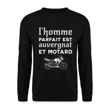 L'Homme Parfait Est Auvergnat Motard - Sweat-shirt Unisexe - noir - Devant - Alina (178cm) & Michal (187cm)