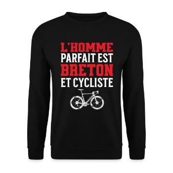 L'Homme Parfait Est Breton Cycliste - Sweat-shirt Unisexe - noir - Devant - Alina (178cm) & Michal (187cm)
