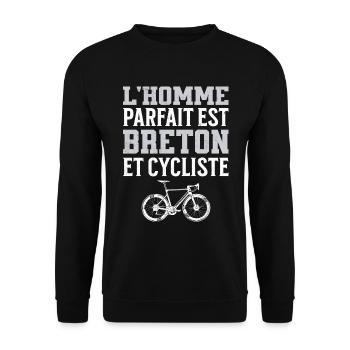 L'Homme Parfait Est Breton Cycliste - Sweat-shirt Unisexe - noir - Devant - Alina (178cm) & Michal (187cm)