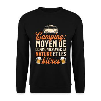 Humour Camping Nature Et Bières Vacances D'Été - Sweat-shirt Unisexe - noir - Devant - Alina (178cm) & Michal (187cm)