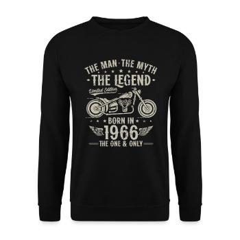 1966 Vintage homme mythe légende moto - Sweat-shirt Unisexe - noir - Devant - Alina (178cm) & Michal (187cm)