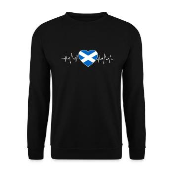 SCHOTTLAND - SCOTLAND - HEARTBEAT - GESCHENK - Unisex Pullover - Schwarz - Vorne - Alina (178cm) & Michal (187cm)