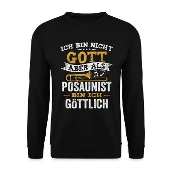 Als Posaunist bin ich göttlich Orchester Posaune - Unisex Pullover - Schwarz - Vorne - Alina (178cm) & Michal (187cm)