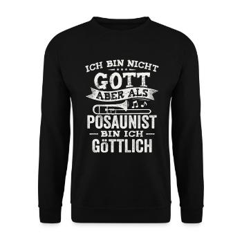 Als Posaunist bin ich göttlich Orchester Posaune - Unisex Pullover - Schwarz - Vorne - Alina (178cm) & Michal (187cm)