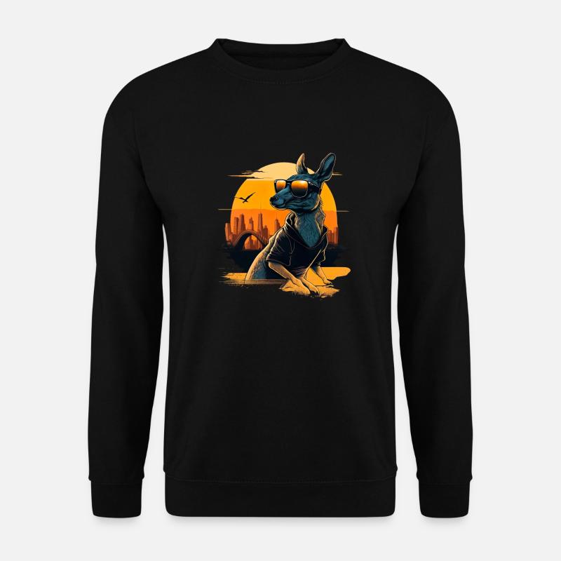 Cooles Känguru mit Sonnenbrille - Unisex Pullover - Schwarz