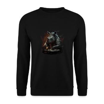 Rhinocéros à la table de poker - Sweat-shirt Unisexe - noir - Devant - Alina (178cm) & Michal (187cm)