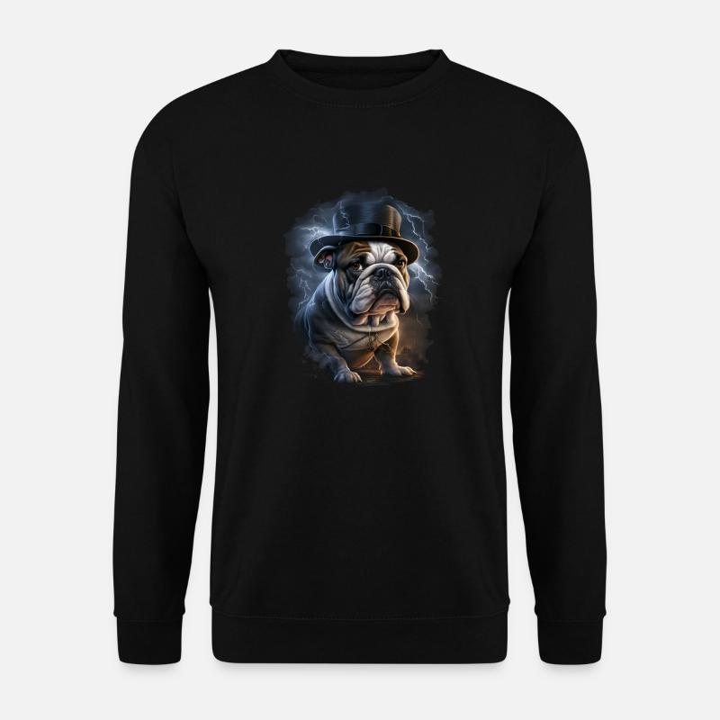 Bulldogge mit Hut - Unisex Pullover - Schwarz
