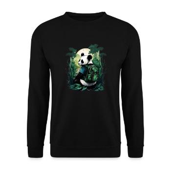 Cute panda with backpack - Unisex Sweatshirt - black - Front - Alina (178cm) & Michal (187cm)