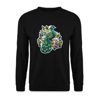 Schöner Pfau - Unisex Pullover - Schwarz - Vorne - Alina (178cm) & Michal (187cm)