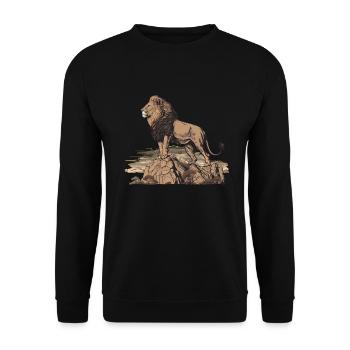 Mächtiger Löwe - Unisex Pullover - Schwarz - Vorne - Alina (178cm) & Michal (187cm)