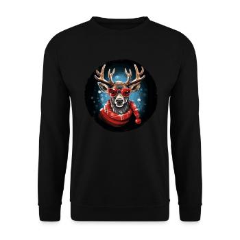 Funny reindeer for Christmas - Unisex Sweatshirt - black - Front - Alina (178cm) & Michal (187cm)