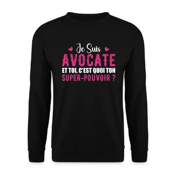 Je Suis Avocate Toi C'est Quoi Ton Super-Pouvoir ? - Sweat-shirt Unisexe - noir - Devant - Alina (178cm) & Michal (187cm)