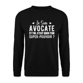 Je Suis Avocate Toi C'est Quoi Ton Super-Pouvoir ? - Sweat-shirt Unisexe - noir - Devant - Alina (178cm) & Michal (187cm)