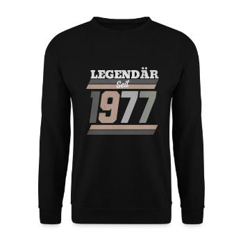 Legendär seit 1977 - Unisex Pullover - Schwarz - Vorne - Alina (178cm) & Michal (187cm)