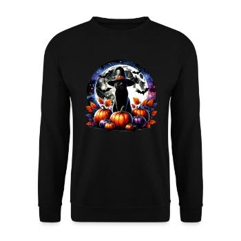 Chat effrayé, pas de friandises, juste des tours d’Halloween - Sweat-shirt Unisexe - noir - Devant - Alina (178cm) & Michal (187cm)