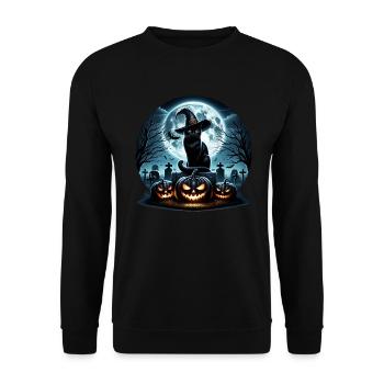 Happy Halloween, Scaredy Cat - Unisex Sweatshirt - black - Front - Alina (178cm) & Michal (187cm)