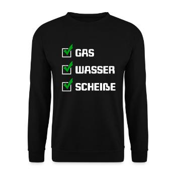 Anlagenmechaniker/Sanitär/Heizung/Klima/Gas/Wasser - Unisex Pullover - Schwarz - Vorne - Alina (178cm) & Michal (187cm)