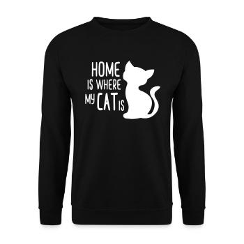 La maison est où mon chat est - Sweat-shirt Unisexe - noir - Devant - Alina (178cm) & Michal (187cm)